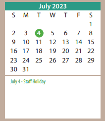 District School Academic Calendar for Mesa Verde Elementary for July 2023