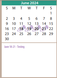 District School Academic Calendar for Bivins Elementary for June 2024