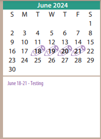 District School Academic Calendar for Homebound for June 2024