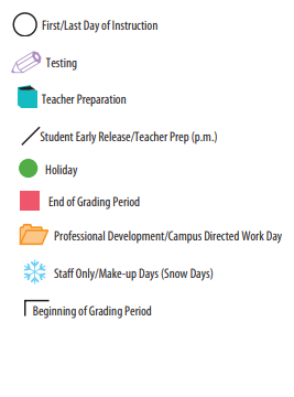 District School Academic Calendar Legend for Coronado Elementary