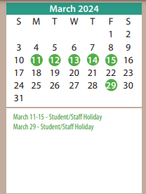 District School Academic Calendar for Rogers Elementary for March 2024