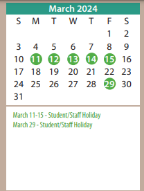 District School Academic Calendar for Glenwood Elementary for March 2024