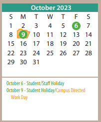 District School Academic Calendar for Lamar Elementary for October 2023