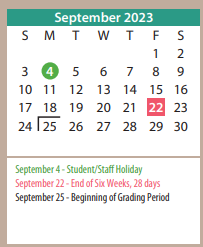 District School Academic Calendar for Rogers Elementary for September 2023