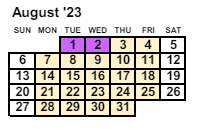 District School Academic Calendar for Marion Donaldson Elementary School for August 2023