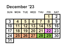 District School Academic Calendar for Marion Donaldson Elementary School for December 2023