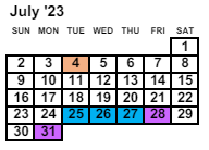 District School Academic Calendar for Marion Donaldson Elementary School for July 2023