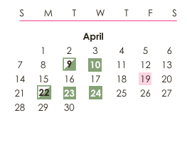District School Academic Calendar for Eagle Academy Charter School for April 2024