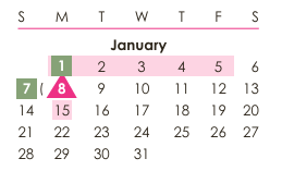 District School Academic Calendar for Hanshew Middle School for January 2024