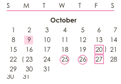 District School Academic Calendar for Continuation School for October 2023