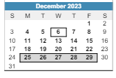 District School Academic Calendar for Community High School for December 2023