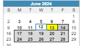 District School Academic Calendar for Haisley Elementary School for June 2024