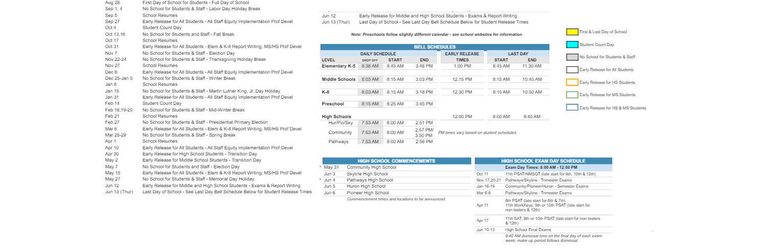 District School Academic Calendar Key for Slauson Middle School