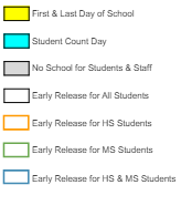 District School Academic Calendar Legend for Huron High School