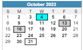 District School Academic Calendar for Haisley Elementary School for October 2023