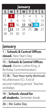 District School Academic Calendar for Georgetown East Elementary for January 2024