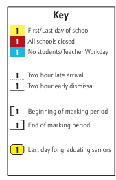 District School Academic Calendar Legend for Georgetown East Elementary