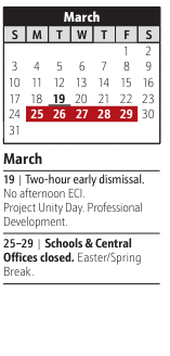 District School Academic Calendar for Georgetown East Elementary for March 2024