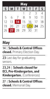 District School Academic Calendar for Georgetown East Elementary for May 2024