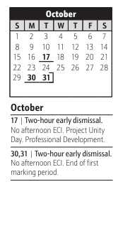 District School Academic Calendar for Georgetown East Elementary for October 2023