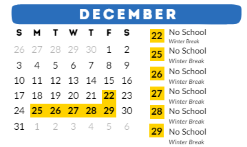 District School Academic Calendar for Appleton Community Learning Center for December 2023