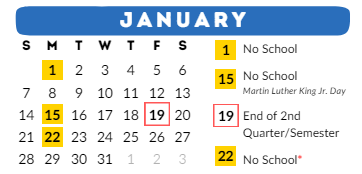 District School Academic Calendar for Appleton Community Learning Center for January 2024