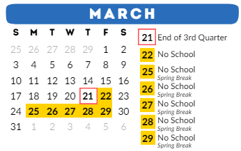 District School Academic Calendar for Appleton Community Learning Center for March 2024