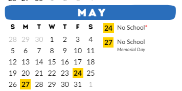 District School Academic Calendar for Appleton Community Learning Center for May 2024