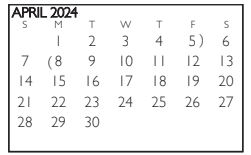 District School Academic Calendar for Ousley Junior High for April 2024