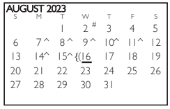 District School Academic Calendar for Duff Elementary for August 2023