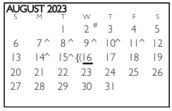 District School Academic Calendar for Workman Junior High for August 2023