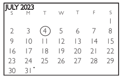 District School Academic Calendar for Webb Elementary for July 2023