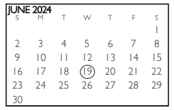 District School Academic Calendar for Barnett Junior High for June 2024