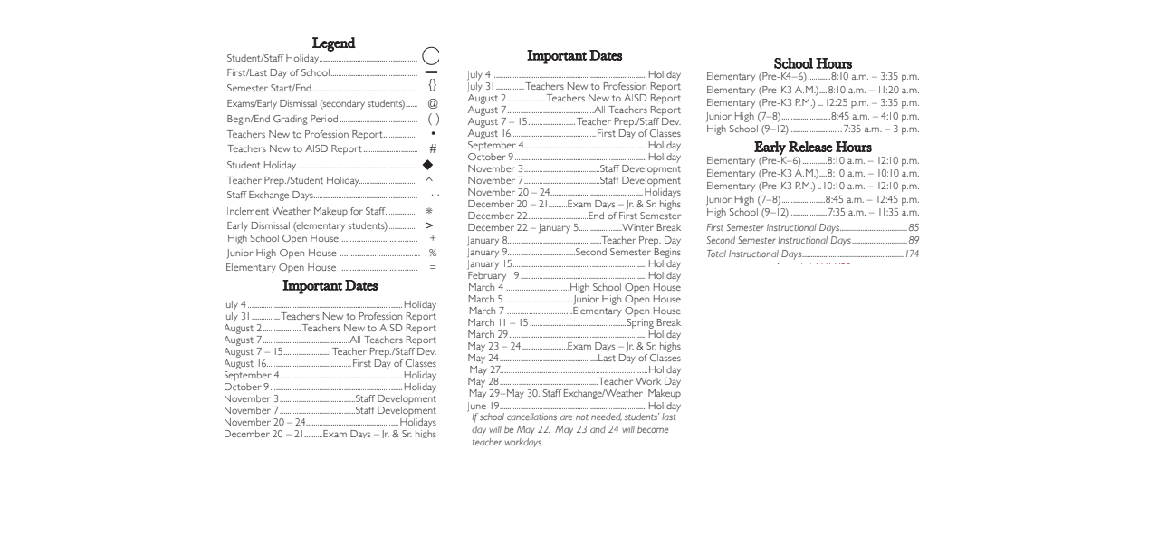 District School Academic Calendar Key for Lamar High School