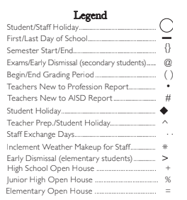 District School Academic Calendar Legend for Pope Elementary