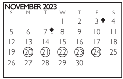 District School Academic Calendar for Kooken Ed Ctr for November 2023