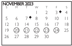District School Academic Calendar for Bryant Elementary for November 2023