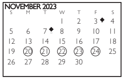 District School Academic Calendar for Martin High School for November 2023