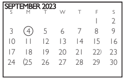 District School Academic Calendar for Turning Point Alternative Elem for September 2023