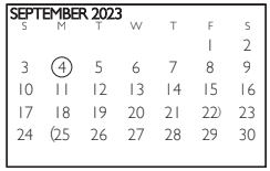 District School Academic Calendar for Bryant Elementary for September 2023