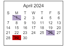 District School Academic Calendar for New America School for April 2024