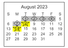 District School Academic Calendar for Dalton Elementary School for August 2023