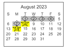 District School Academic Calendar for Tollgate Elementary School for August 2023