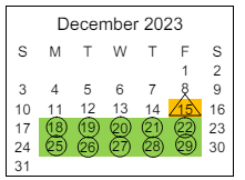 District School Academic Calendar for Elkhart Elementary School for December 2023