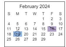 District School Academic Calendar for Park Lane Elementary School for February 2024