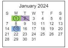 District School Academic Calendar for Elkhart Elementary School for January 2024