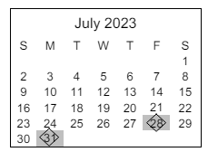District School Academic Calendar for New America School for July 2023