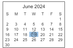 District School Academic Calendar for Options School for June 2024