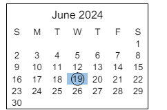 District School Academic Calendar for East Middle School for June 2024