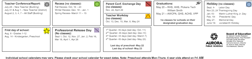 District School Academic Calendar Key for Peoria Elementary School